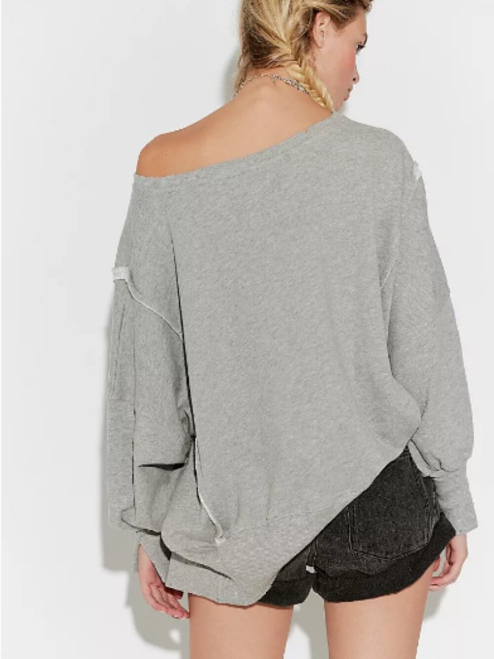 Free People We The Free Camden Sweatshirt; EUC; Size Large; Sand Heather Grey - Picture 2 of 9